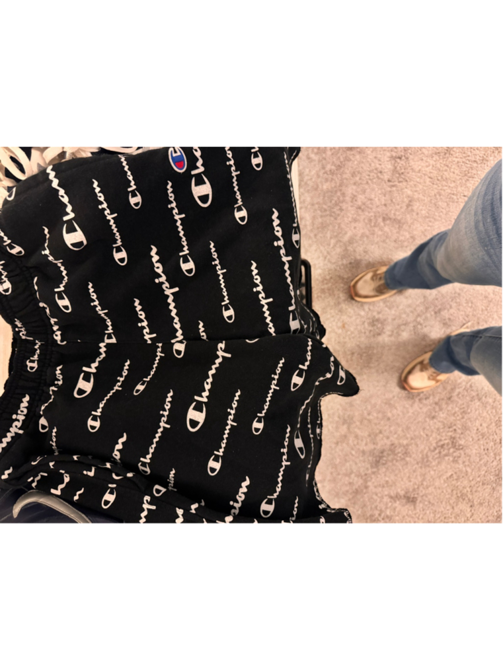 Women's Champion Logo Print Joggers Black White Size S